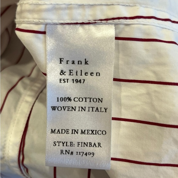 FRANK & EILEEN White/Red Striped Finbar Shirt - Picture 5 of 5